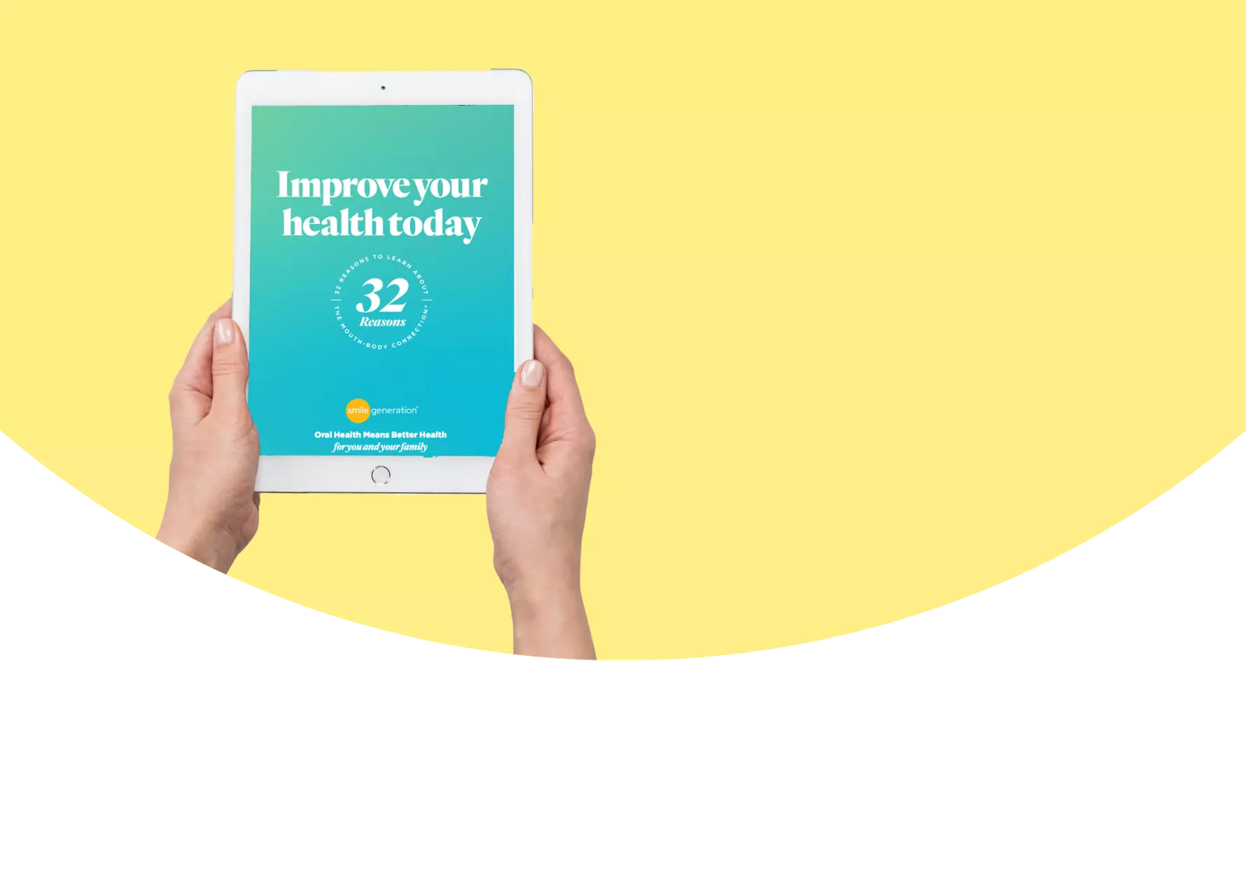 32 Reasons Book Snapshot on Ipad on a yellow background